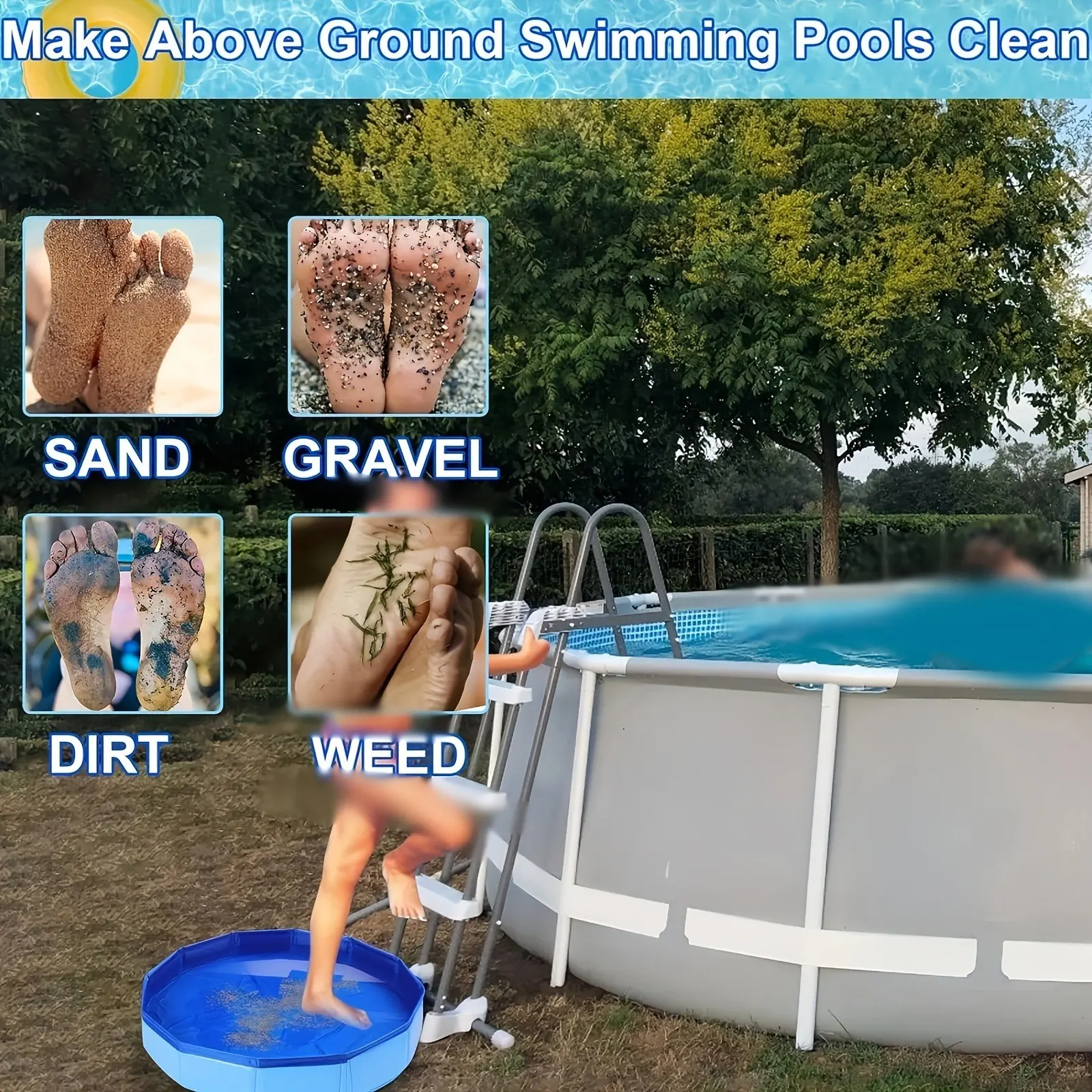 Portable Foldable Foot Bath Basin, Pet Swimming Pool, Durable PVC Composite Material, 50x10cm, Ideal for Pool Entry, Cat Sand Bowl
