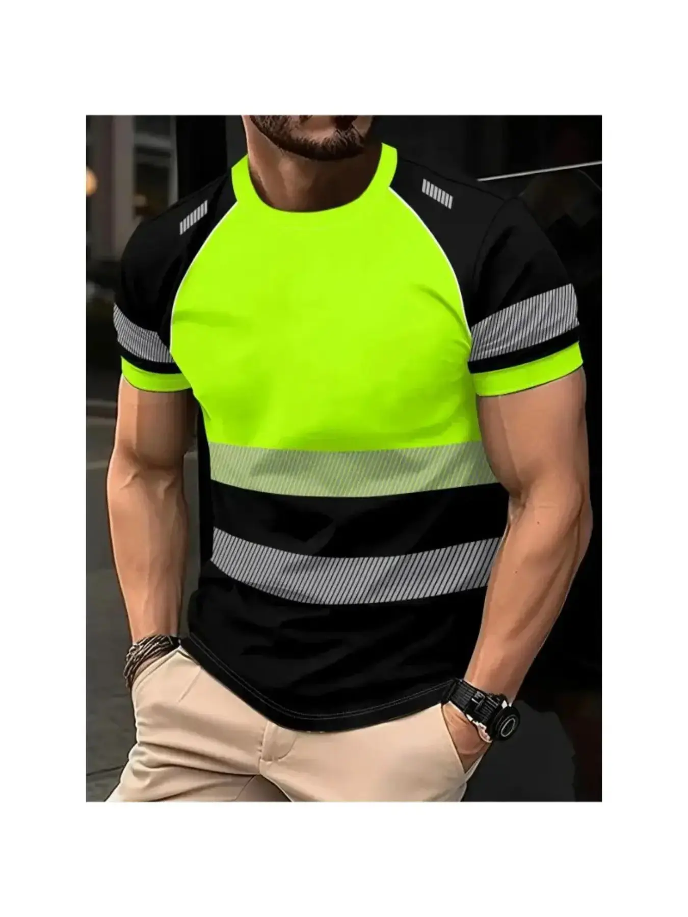 High Visibility Safety Work Shirt, Unisex Reflective T-Shirt, Quick-Dry High Visibility Clothing, Y2K Style, Loose-Fit, All Seasons