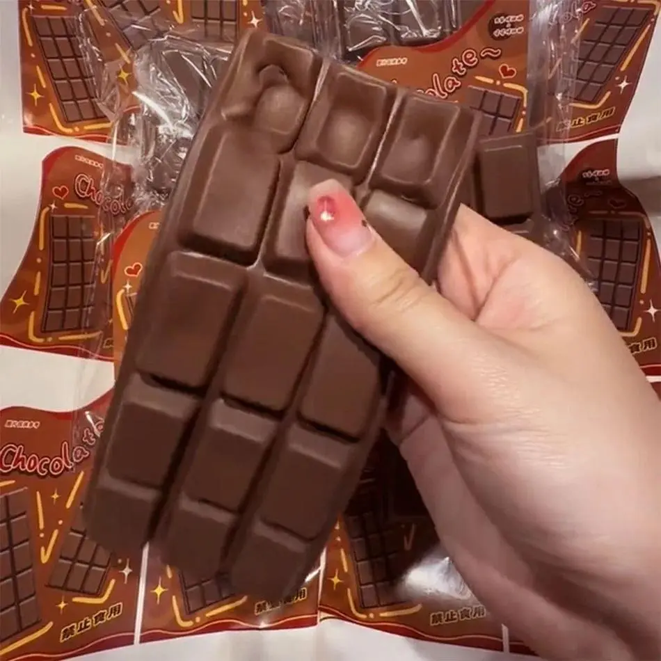 Chocolate Bar Squishy Fidget Toy Slow Rising Stress Relief Squeeze Toy Realistic Simulation Food Decompression Hand Toy