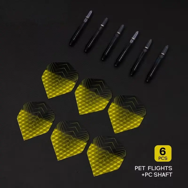 12-Piece Dart Accessories Set, 6pcs Standard Pet Feathers + 6pcs PC Shaft, Multi-Color Choices, Perfect Gift for Sports & Gaming