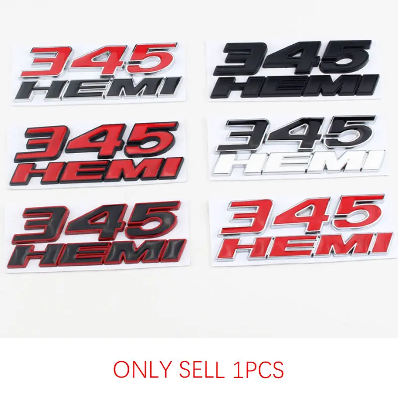 Metal 345 HEMI Letter Car Rear Trunk Emblem Side Badge for RAM 1500 2500 3500 Charger Challenger Ram Viper Jcuv Caravan Durango SRT Decals
