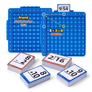 Math Press Bubble Board Addition Subtraction Multiplication Division, 4-In-1 Double-Sided Flashcards, Stress Relief, Kids' Birthday Gift