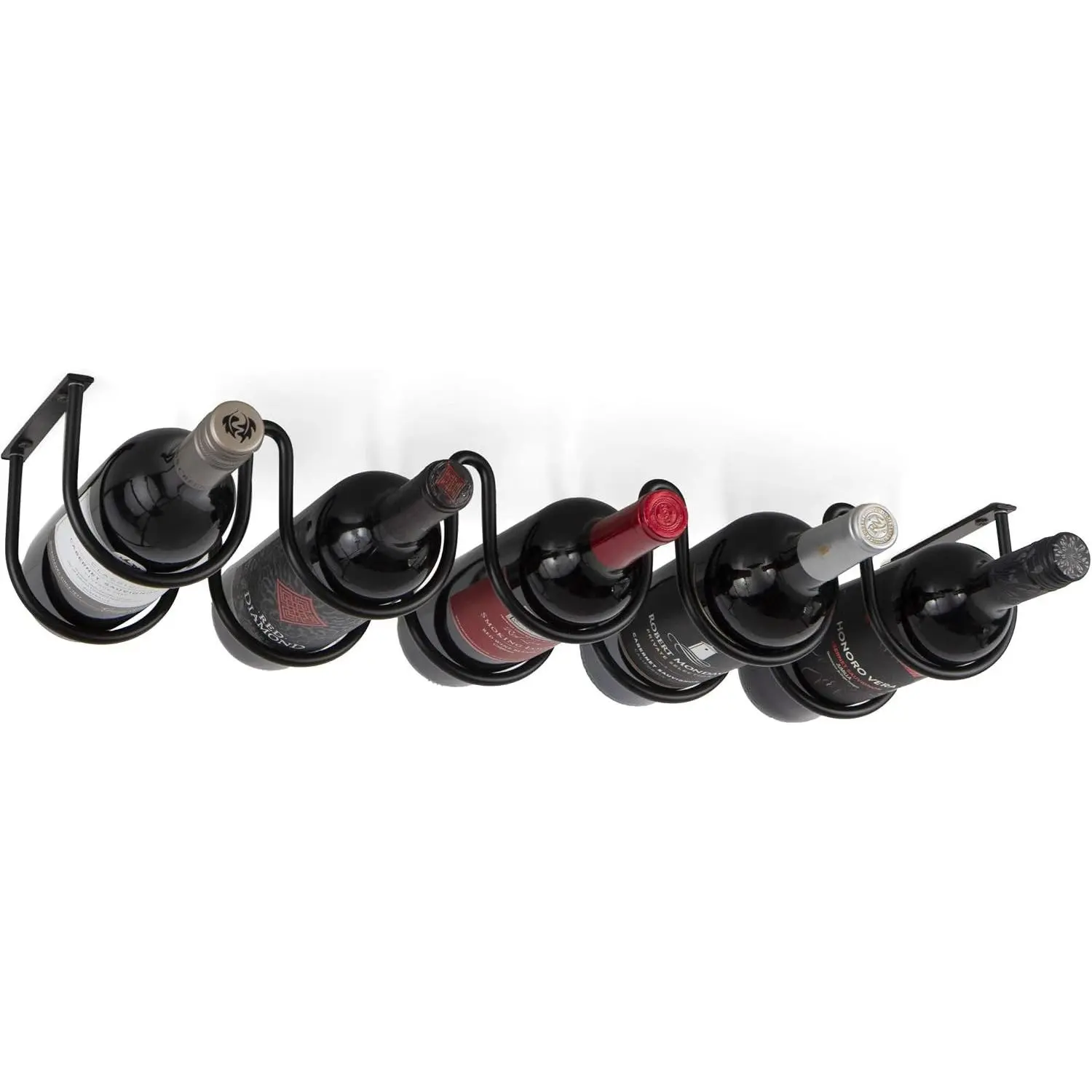 Dijon Wine Rack for Kitchen Organization and Storage, Under Cabinet Organizer for 5 Liquor or Wine Bottles, Metal Black