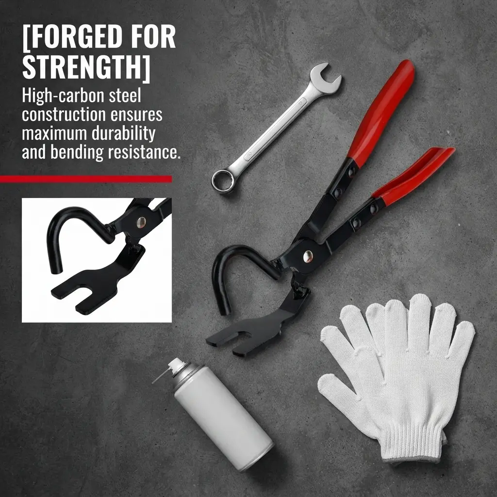 Heavy-Duty Exhaust Hanger Removal Pliers, 25 °     Offset Rubber Exhaust Hanger Remover Tool with Non-Slip Grip, Compatible with Most Car and Truck Exhaust Systems