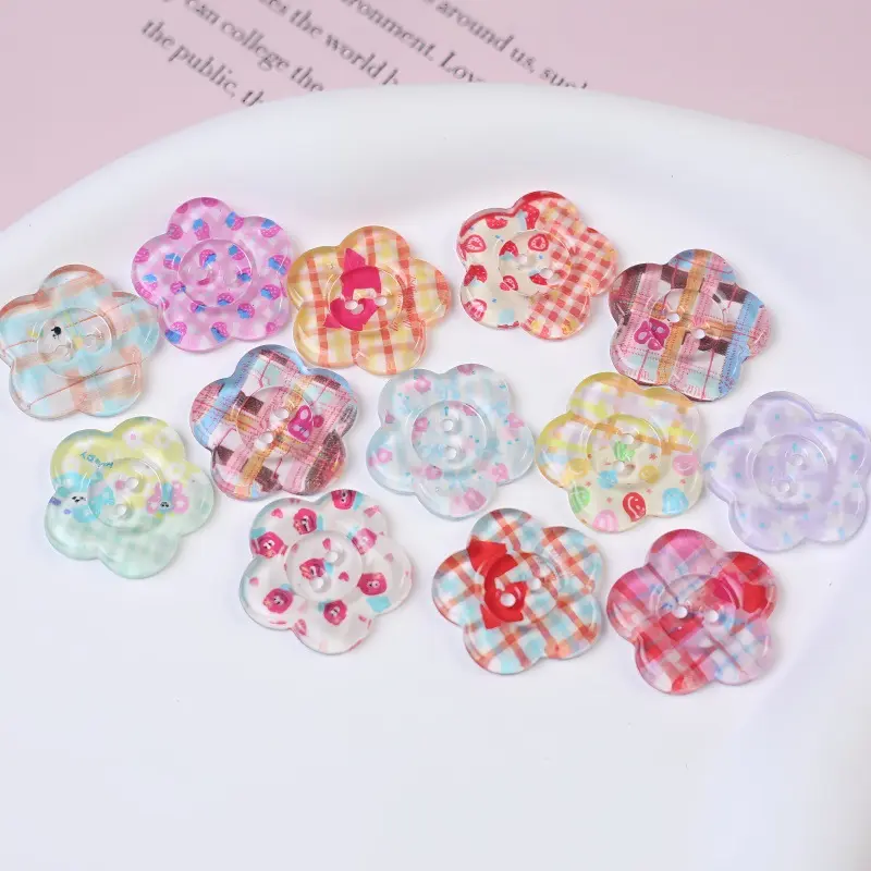 50PCS Cute Flower Resin Craft Buttons - Decorative Sewing & Bag Accessory Charms for DIY Crafts, Clothing Embellishments, Shoes, Accessories, Sewing Projects, Handmade Accessories