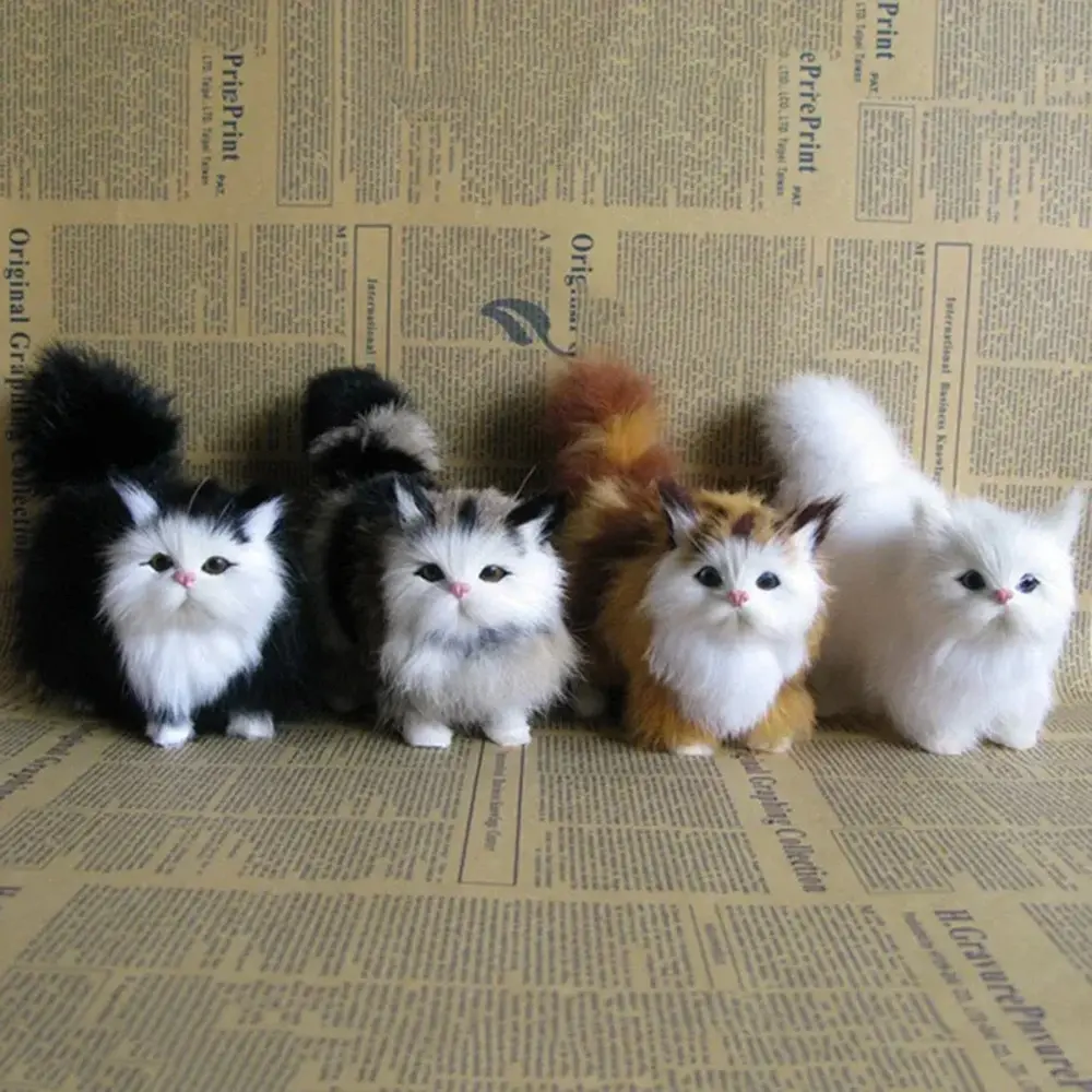 Cute Realistic Simulation Cat Plush Toy Soft Stuffed Kitten Fake Cat Animal Plushie For Kids Girls Birthday Valentines Day Gift