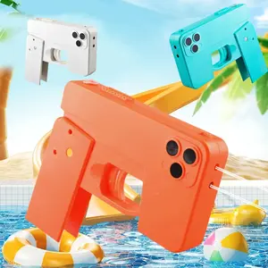 Folding Water Gun Toy, Simulate Shape of Mobile Phone Long Firing Range Outdoor Beach Bathroom Pool Play Water Gifts for Kids