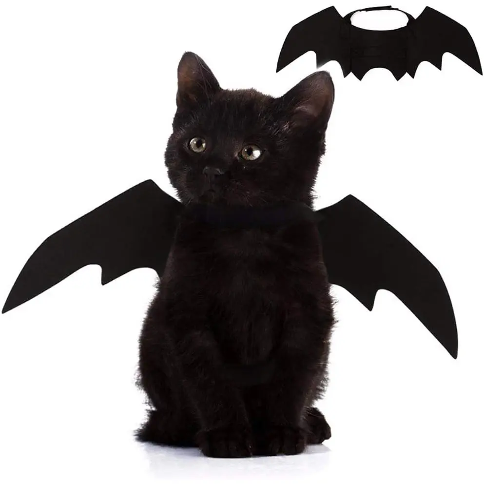 Bat Wings Pet Costume for Cats & Small Dogs, Lightweight Solid Non-Woven Fabric for a Vampire Look, Halloween Cosplay Photo Props