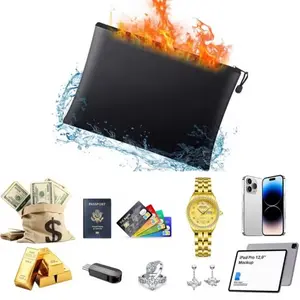 Fireproof Document Bag, Waterproof Money Bags, Fire Safe Storage Pouch, Zipper Cash File Envelope Holder, Password Lock, Home Office Gift