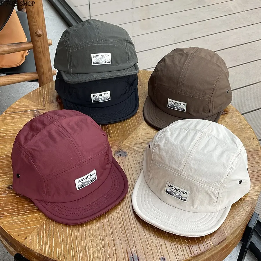 2026 New Japanese Style Quick Dry 5-Panel Adjustable Size Short Brim Baseball Cap, Retro Soft Unisex Workwear Hat for Adults, Five Panel