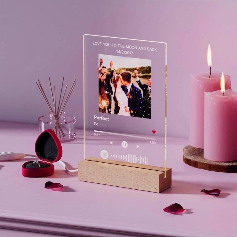 Personalized LED Night Light Photo Plaque with Scannable Song Code, Custom Music Plaque Night Light Gift for Valentine's Day, Song Picture Frame, Custom Led Light Night Lamp, Custom Actylic Music Photo Plaque, Gift for Boyfriend, Anniversary Gift outdoorf