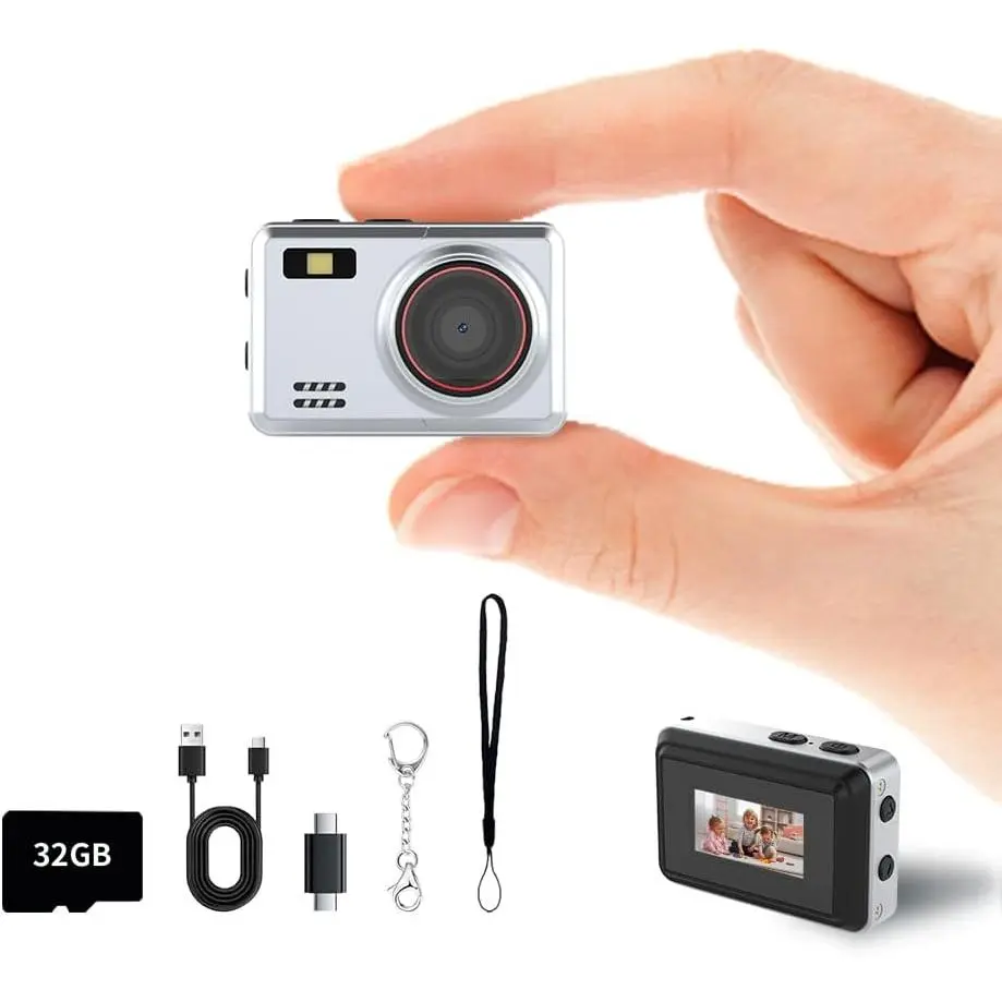 Camera Digital with 32G Card, Upgraded Metal Case, 1080P Camcorder 0.96”  Display, Pocket  Camera Gadget for Teens, , Adult Beginners Travel, Vlog & Birthday Party Gifts