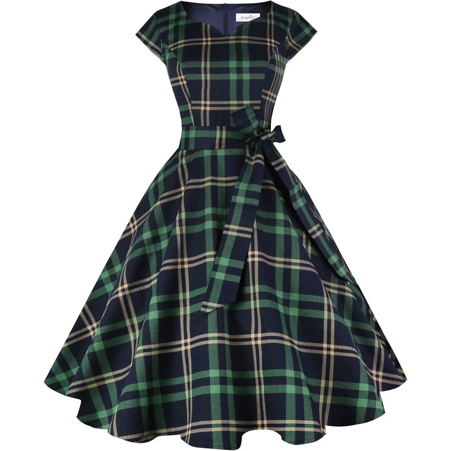 Women Vintage 1950s Dress Retro Cocktail Party Swing Dresses with Cap Sleeves