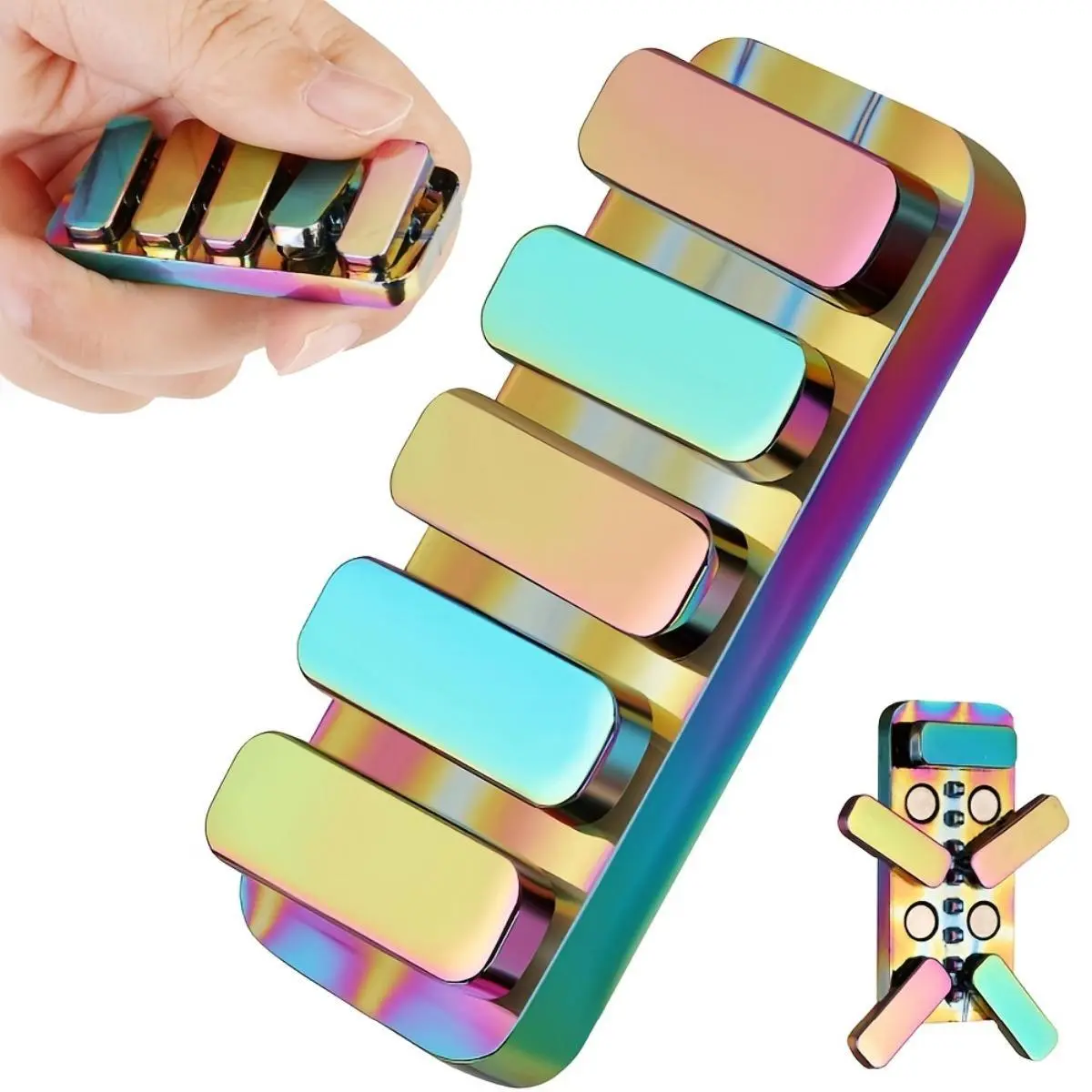 Metal Finger Slider Fidget Hand Strengthener - Compact EDC Tool, Portable Pocket Desktop Accessory, Anxiety Fidgets, Stress Relief Fingertoy, Metallic Finger Spinner, Desktop Stress Reliever, Sensory Pressure Release for Office, Gifts for Guys, Gadgets