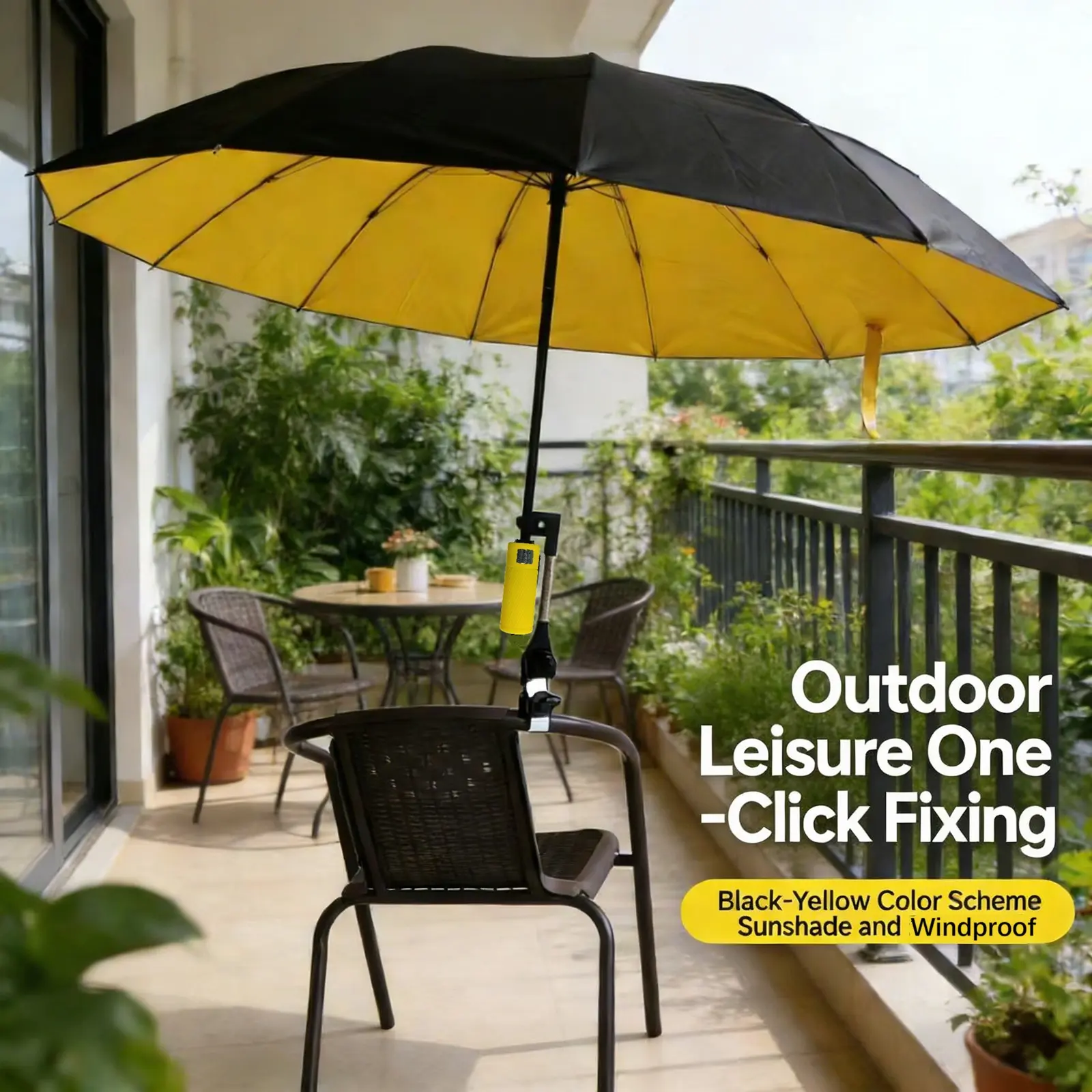 Outdoor Camping Sunshade Umbrella with Clip, 49-Inch Large Shade, UV Protection, Beach Gear, Outdoor Parasol, Ideal for Travel, Fishing, Golf, Sports Events, Outside Umbrellas