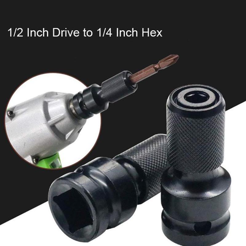 1/2-Inch Square Drive to 1/4-Inch Hex Female Socket Adapter Converter, Quick Release Chuck Adaptor for Impact and Ratchet Wrenches
