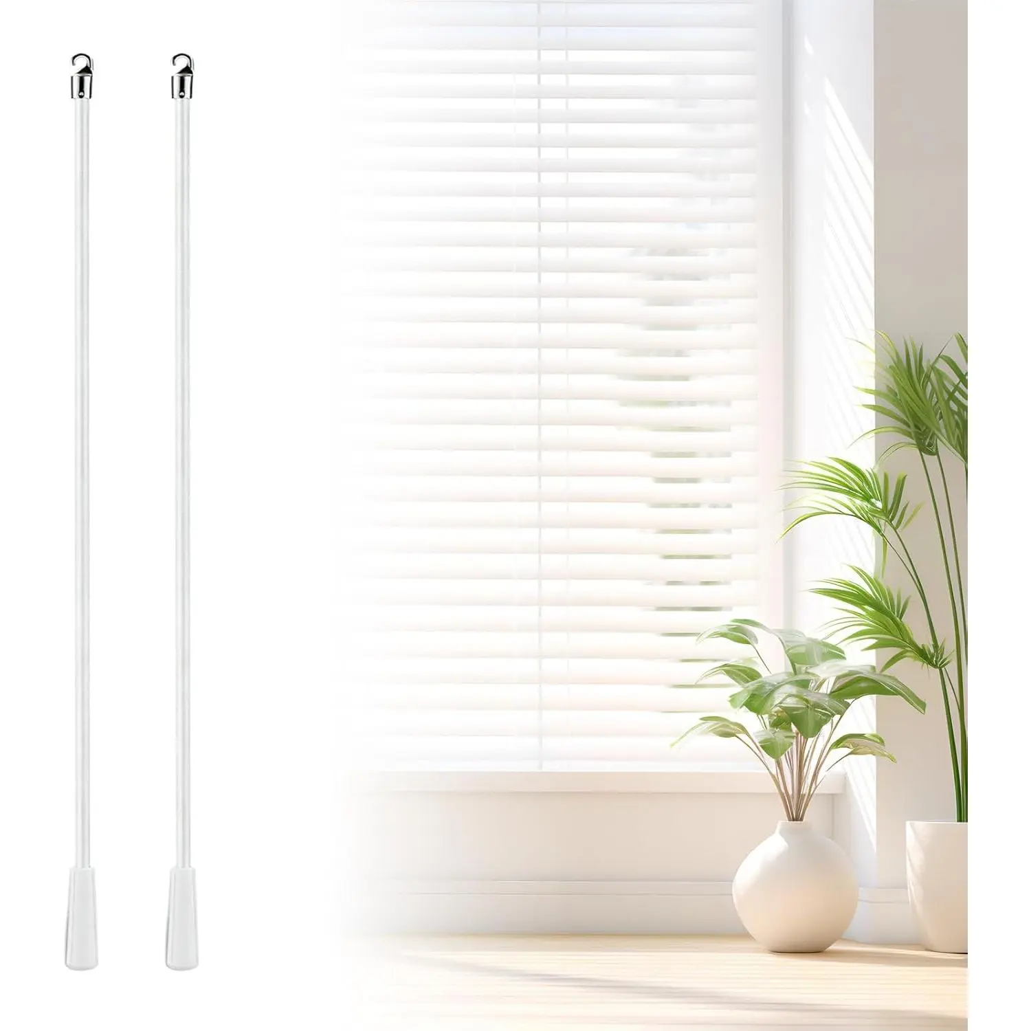 2 Pack 30 Inch Fiberglass Vertical Blind Wand Replacement Parts, with Hook & Handle, Durable Accessory for Vertical Blinds, Curtains, Door Shades