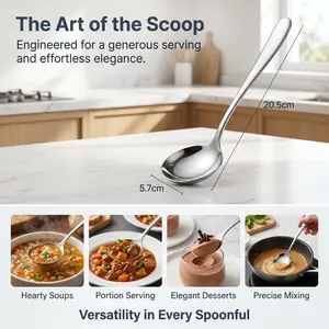 5 or 10 Pack Stainless Steel Soup Spoons, Heavy Duty Metal Dinner Spoon for Soup Rice Cooking-YY1