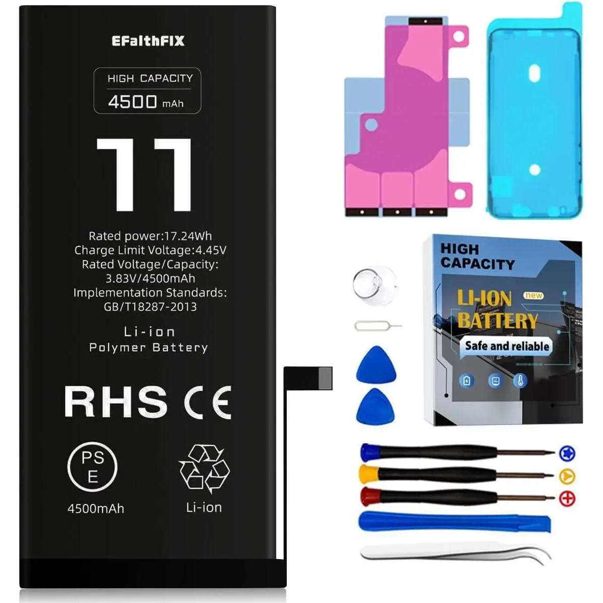 Upgraded 4500mAh Cellphone Batteries - A+ 0 Cycle High Capacity Mobile Replacement Battery for iPhone 11 Models A2111, A2223, A2221 with Complete Repair Tool Kit
