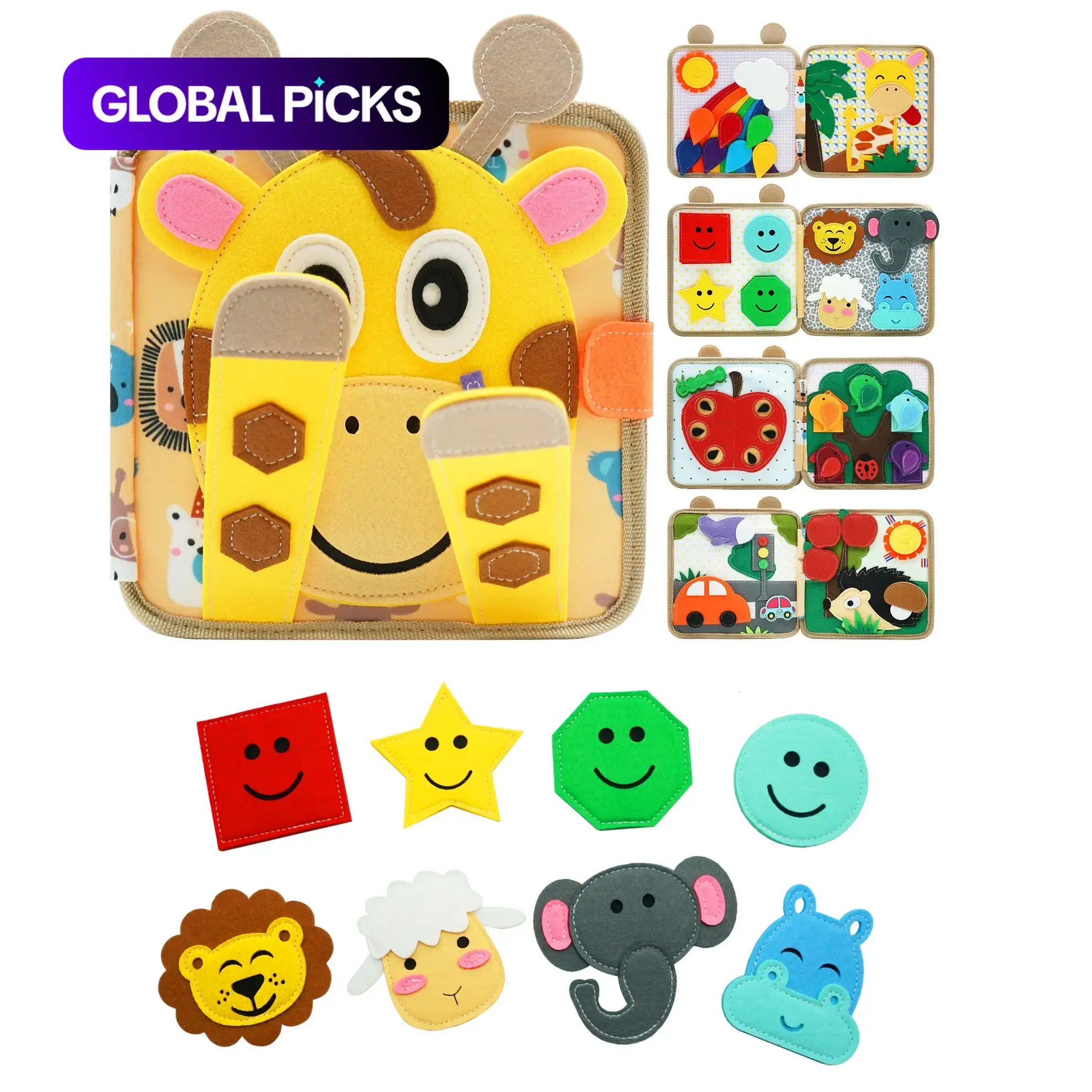 Educational Felt Busy Board Toy, 1-Piece 3D Story Cloth Book, Fine Motor Skills Learning Toy, Travel Toy, Birthday Gift