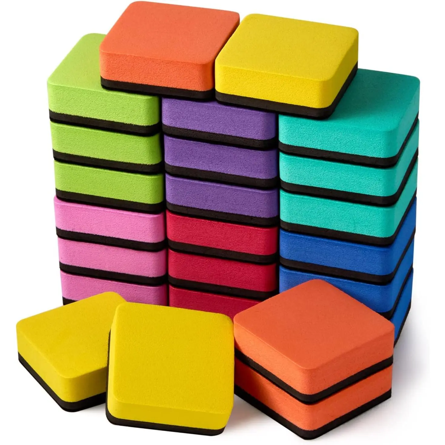 24 Pack  Whiteboard Dry Erase Erasers for Classroom School | Whiteboard Dry Erase Erasers Chalkboard for School Supplies and Office Classroom and Teacher  Haves Square, 8 Color