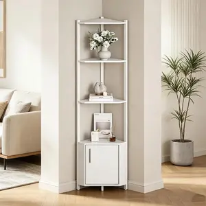 Corner Shelf Stand, 5-Tier Bookshelf, 57" Tall Shelves for Bedroom, Living Room, Narrow Display Shelf Bookcase, Book Shelf with Display Shelves for Office