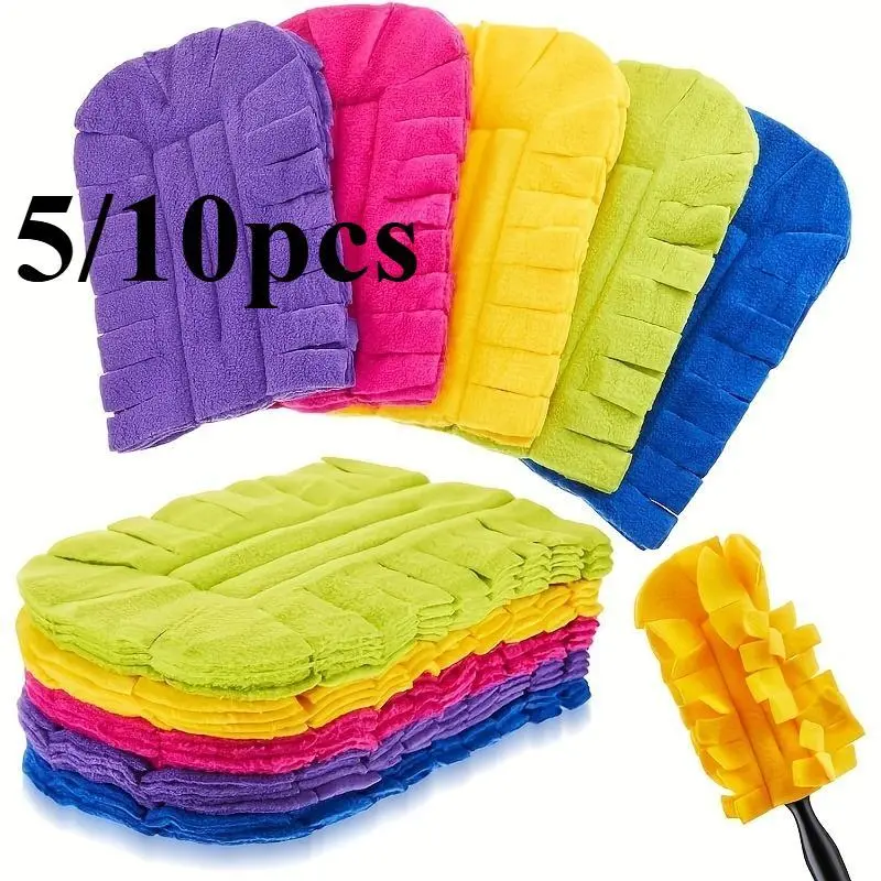 Duster Refill Fleece Refills, Hand Dusters Cleaning Reusable Duster Pads Washable Dusters for Cleaning Ceiling Fan Hardwoods Window Kitchen Floor, Rainbow Colors