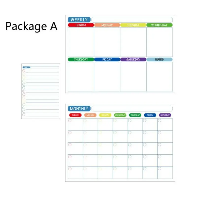 Magnetic Daily & Weekly & Monthly Planner Set, 3 Counts/set Refrigerator Message Board, Erasable Magnetic Whiteboard for Home Kitchen