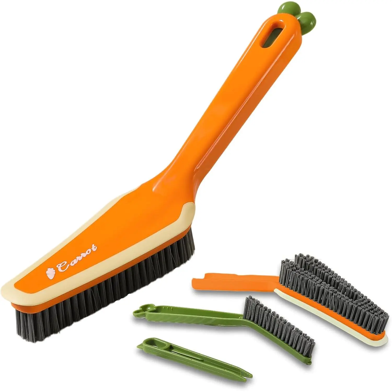 3-in-1 Detail Cleaning Brush, Crevice Grout Brush, Orange | Detachable Design Converts Between a Narrow Crevice Brush and Surface ,  Grip & Hard Bristles for Deep Clean