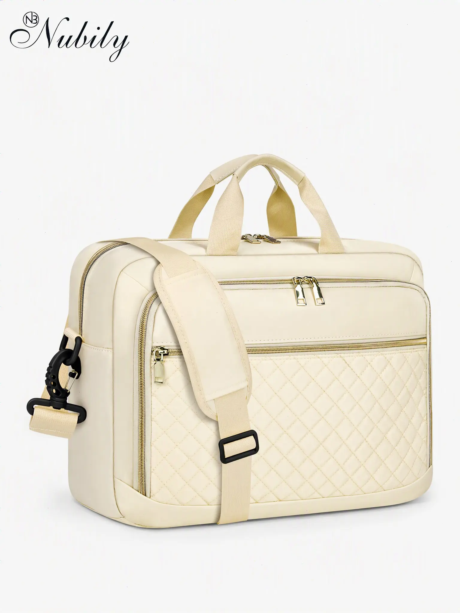 17.3 Inch Laptop Bag for Women, Large Water-Resistant Zip Briefcase, Multi-Pockets, Padded Strap, Ideal for Business, Office, College