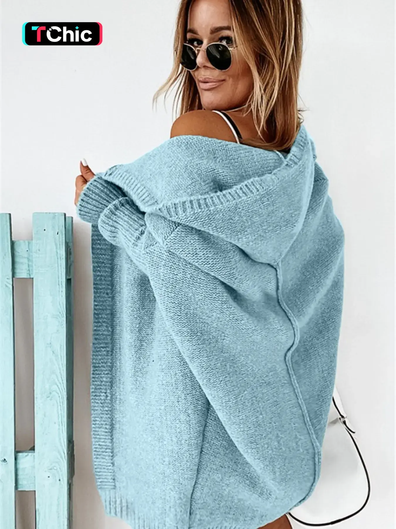 Women's Plain Basic Drop Shoulder Hooded Midi Cardigan Without Top, Casual Chic Lady Fashion Style Long Sleeve Open Front Knitting Knitwear Fit for Daily Outdoor Wear, Women Knitwear Casual Fabric Knitwear Womenswear