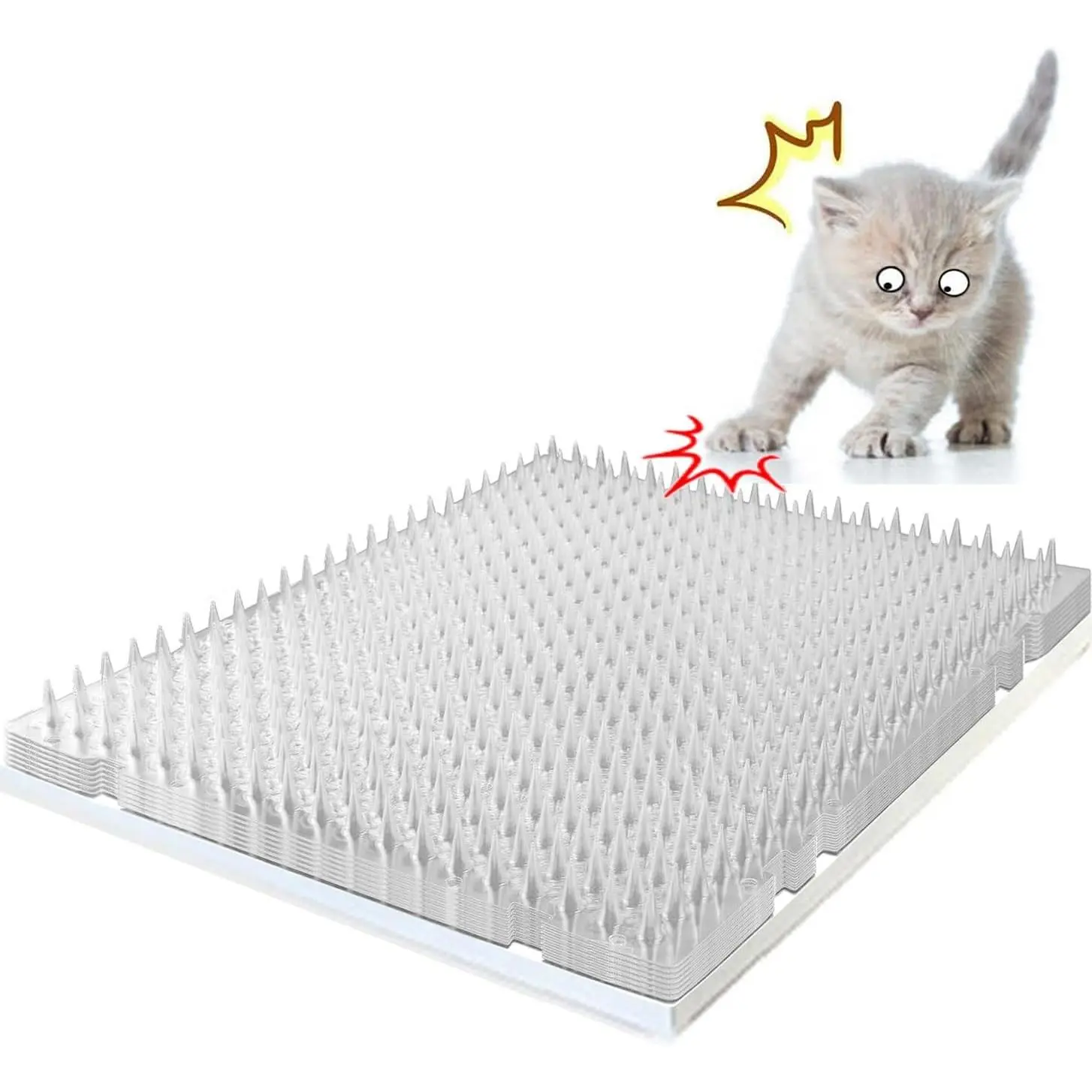 14 Pack Cat Scat Mat - 16 x 13 Inch Humane Cat Spike Repellent Mat with 1 Inch Spike, Indoor Outdoor Deterrent to Deter Cats & Other Animals for Indoor Fence