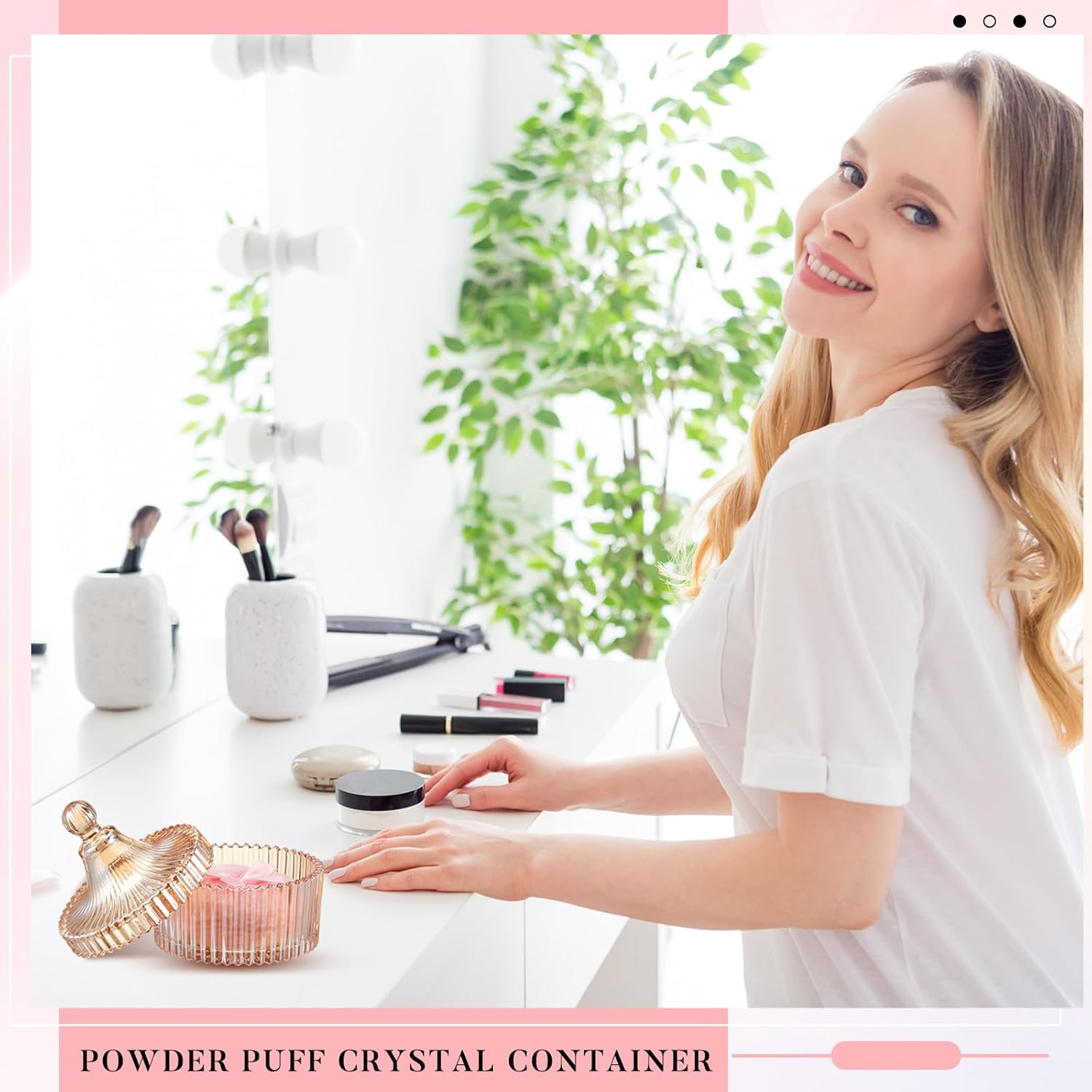 Body Powder Puff and Container, Soft Powder Puff,Glass Box for Dust Puff,Powder Puff for Body Powder,Powder Puff Wet Dry Makeup,Powder Applicator With Case for Dusting Powder