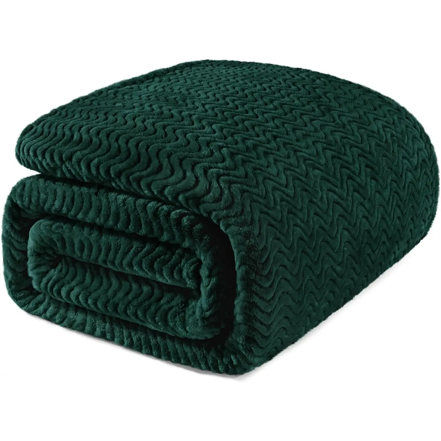Fleece Bed Blanket Queen Size, Lightweight for Summer, Soft Cozy Breathable, Forest Green, 90x90 Inches