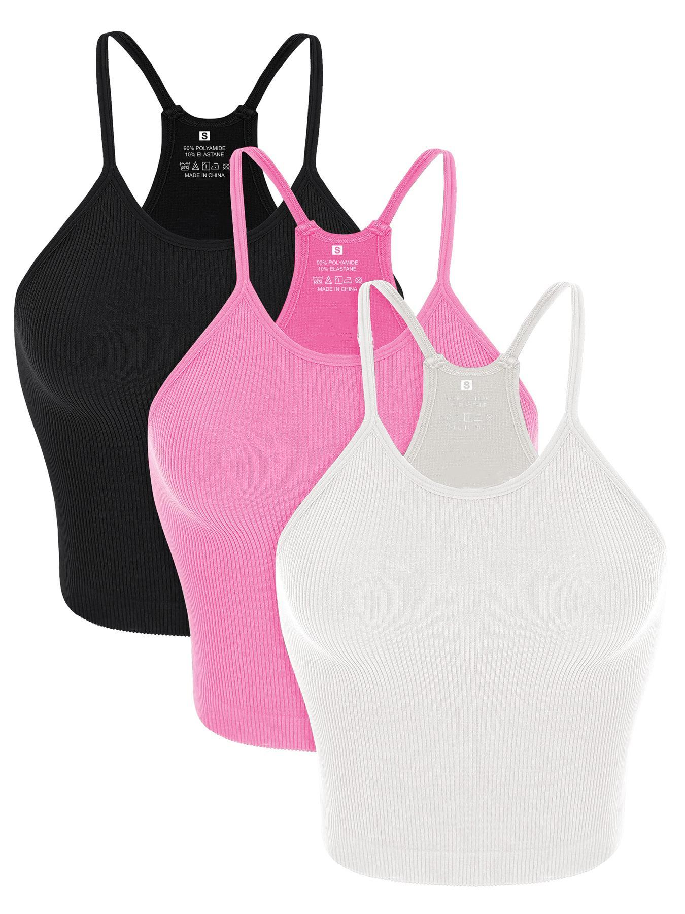 Women's Solid Bra, Breathable Comfortable Sports Top for Yoga Gym Workout Tennis Pickleball, Ladies Sportswear Clothing for All Seasons, Solid Basic Bra, Crop Top, Wireless Sports Bras