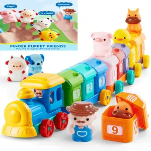 Farm Number Train Learning Toy For Toddlers, Counting, Matching And Sorting Learning Farm Train Including 9 Farm Animals And 1 Farmer, Christmas Birthday Gift For Baby Boys And Girls Age 1+