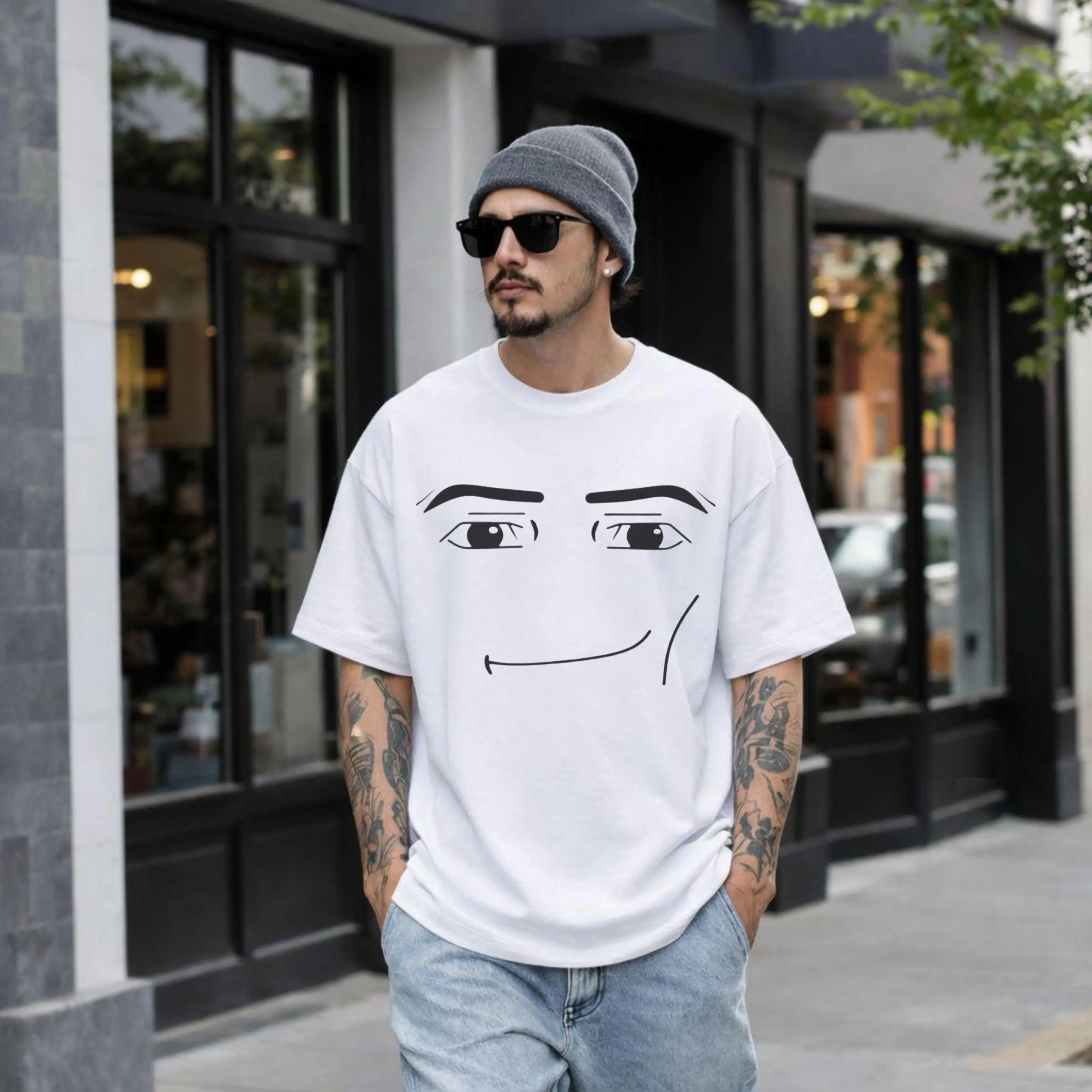 Man Face Meme T-Shirt | Pink Lips Roblox Tee | Funny Rizzler Girl Shirt | Matching Couple Gift for Her | Aesthetic Y2K Gamer Girl Top