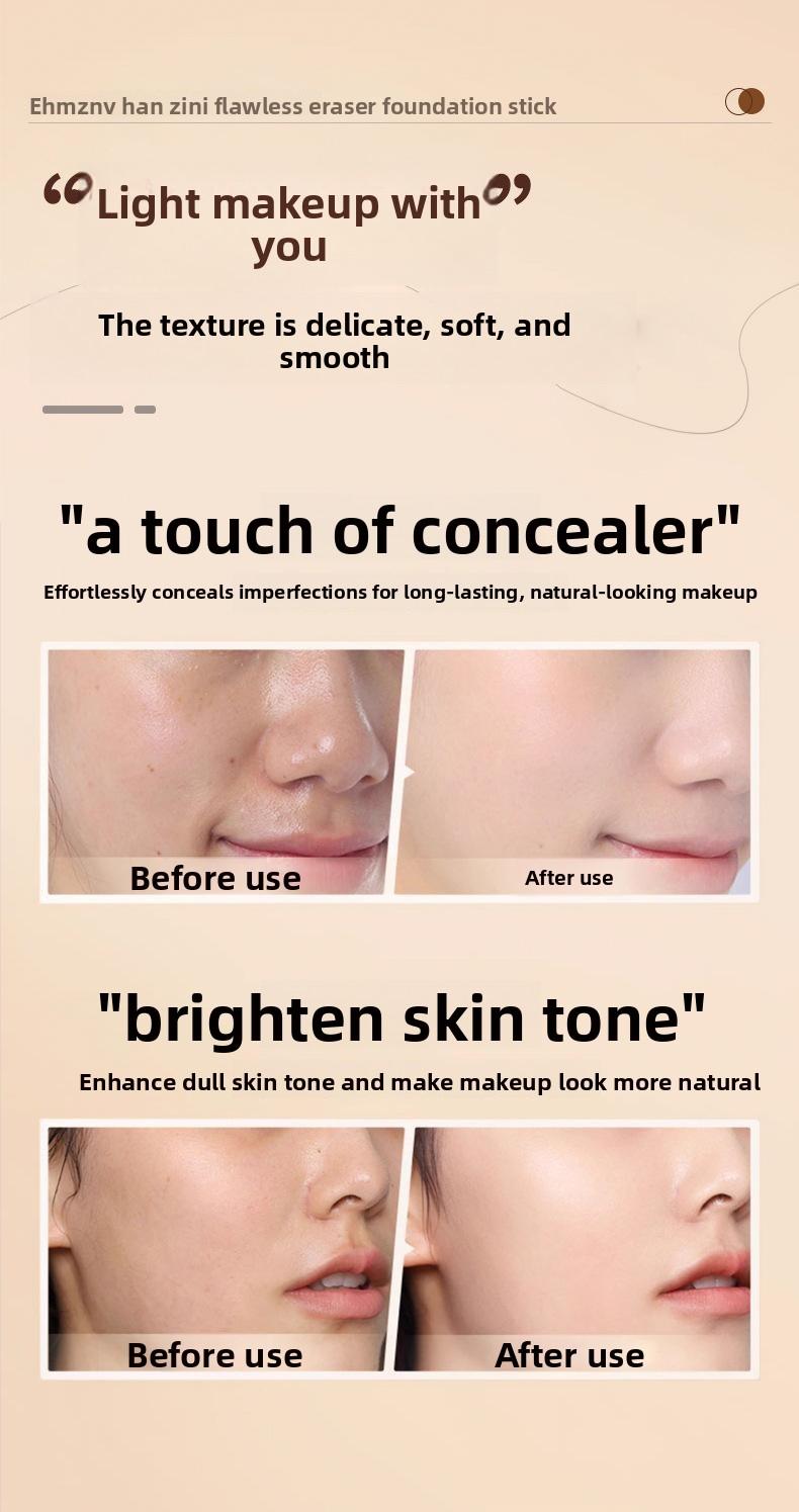 Your Face in 2 Minutes Double-Ended Foundation & Concealer Stick – One Side = Base, Other Side = Concealer, Blendable, Natural Matte, No Caking