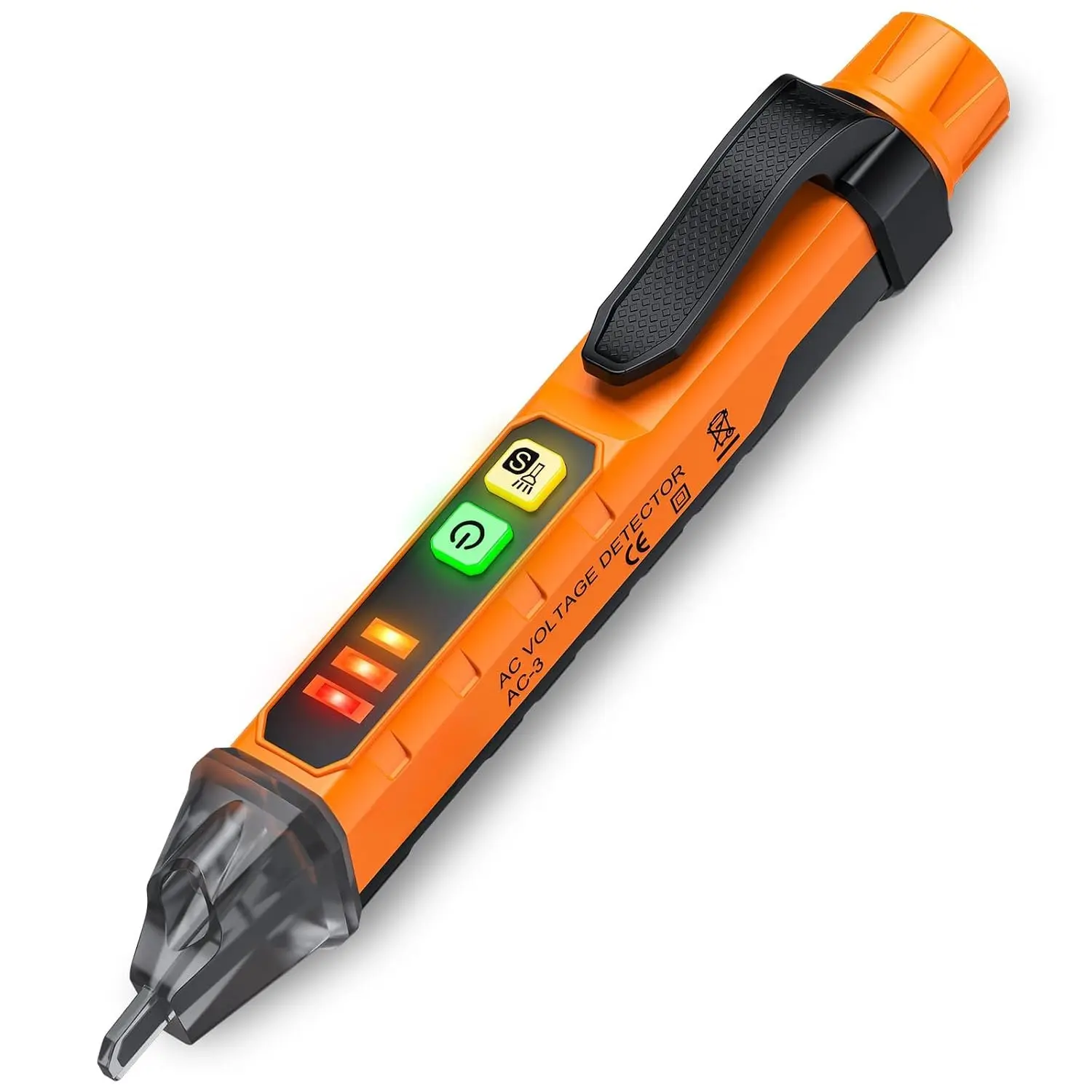 Non-Contact  Tester Pen Adjustable 12-1000V/48-1000V | Adjustable Sensitivity  Detector 3 Sensitivity Levels (High/Medium/Low) Audible Visual  LED  Auto Power-off