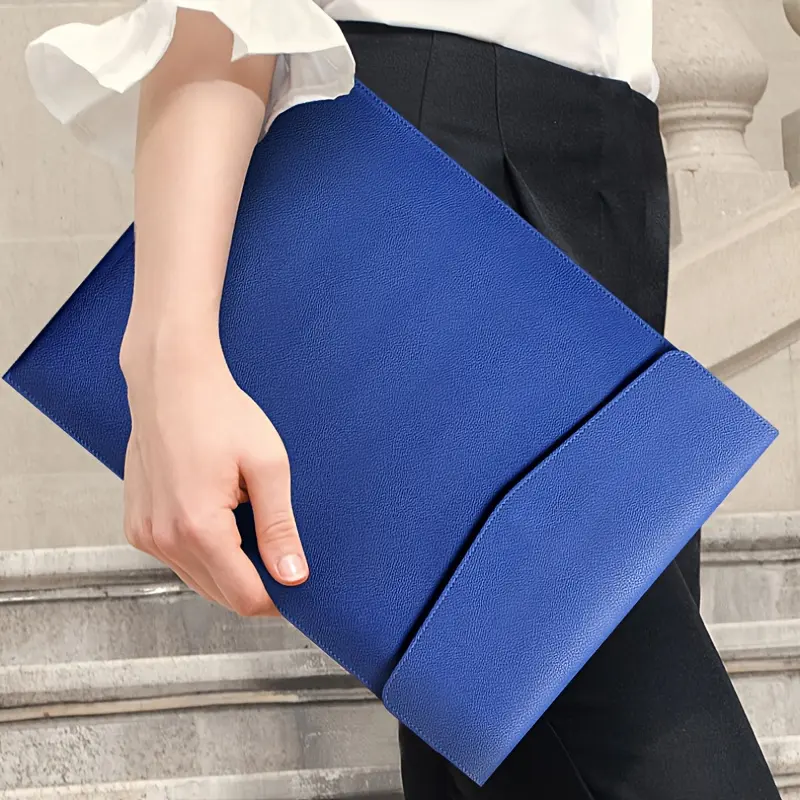 1 PU leather A4 folder, briefcase, Office accessories, lightweight expandable file organizer with button closure, suitable for travel, offices, business meetings to prevent file loss, file envelope box, portable file organizer