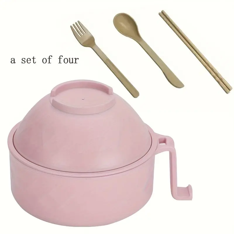 1 PC New Microwave Safe Plastic Ramen Bowls Instant Noodles Bowl with Chopsticks Instant Noodle Cups Dorm Essentials Dishwasher Safe for Family Outdoor Picnic Gathering Kitchen Bowls