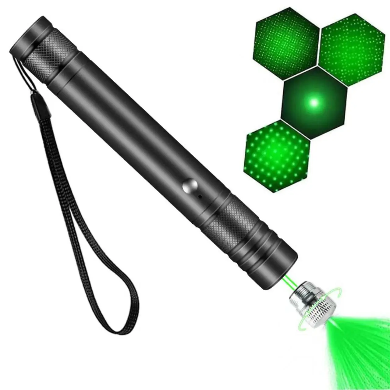 USB Rechargeable Green Laser Pointer Cat Interactive Toy - Universal Starlight Pattern Cap, Long-Range Durable Chaser, for Indoor Play, Training Sessions