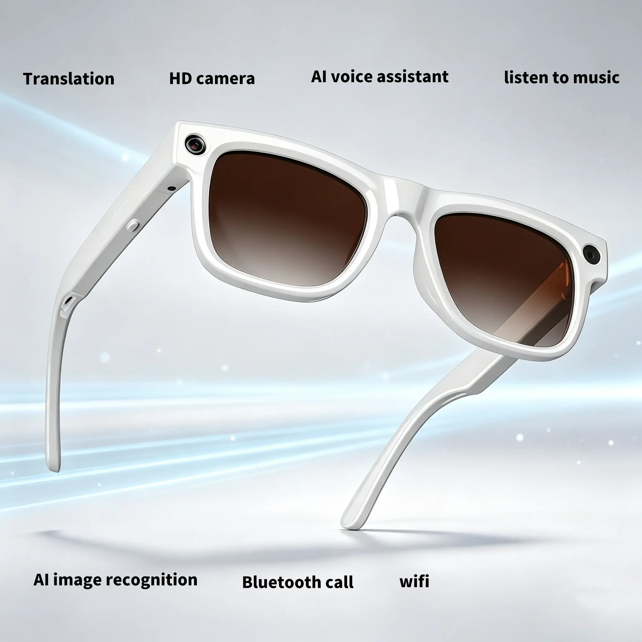 Smart Camera Glasses, HD Photo Video Recording, Bluetooth-compatible Call Recorder, Waterproof Sunglasses, 4GB Memory, Lightweight Frame, Real-Time Translation