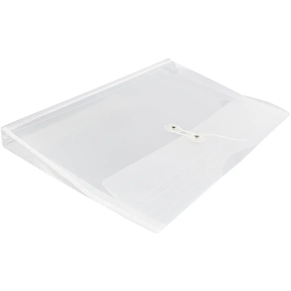Clear Plastic Legal Booklet Envelopes with Button & String Tie Closure, 9 3/4 x 14 1/2 Inches, 3/Pack(Gift)