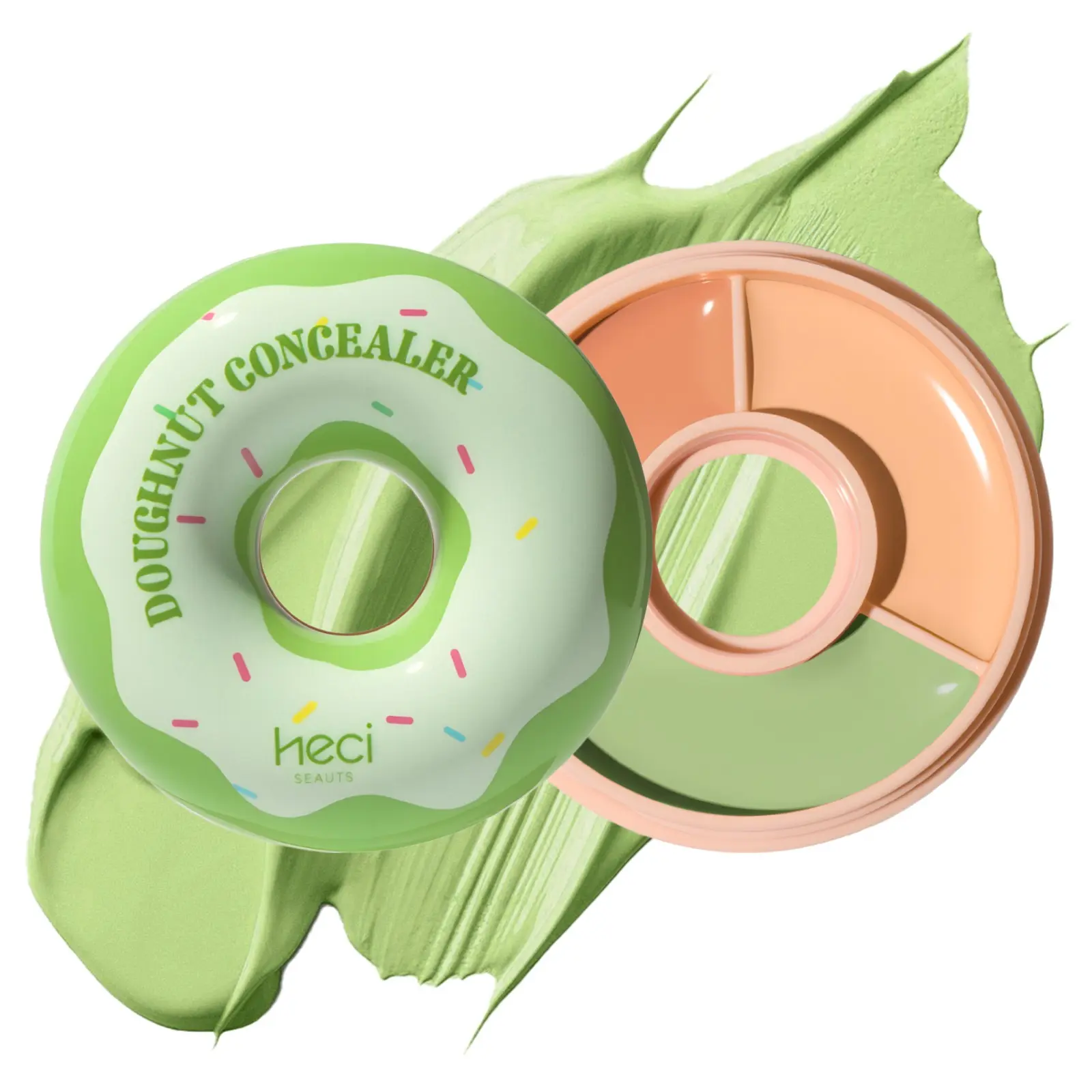 3-Color Color-Correcting Concealer Cream, Peach, Covers Redness, Acne Scars, Uneven Skin Tone, Smooth Application