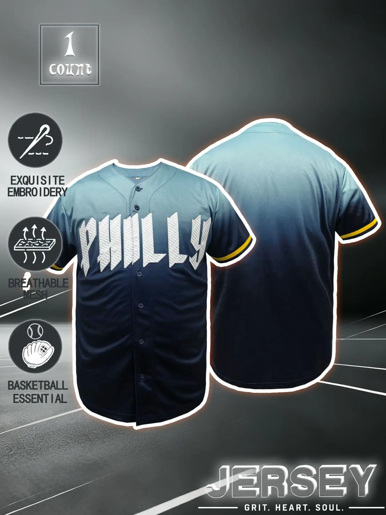 Men's Philadelphia Letter Embroidered Baseball Jacket, Breathable Casual Daily Wear, Ideal for Fans, Sports Apparel, All Seasons