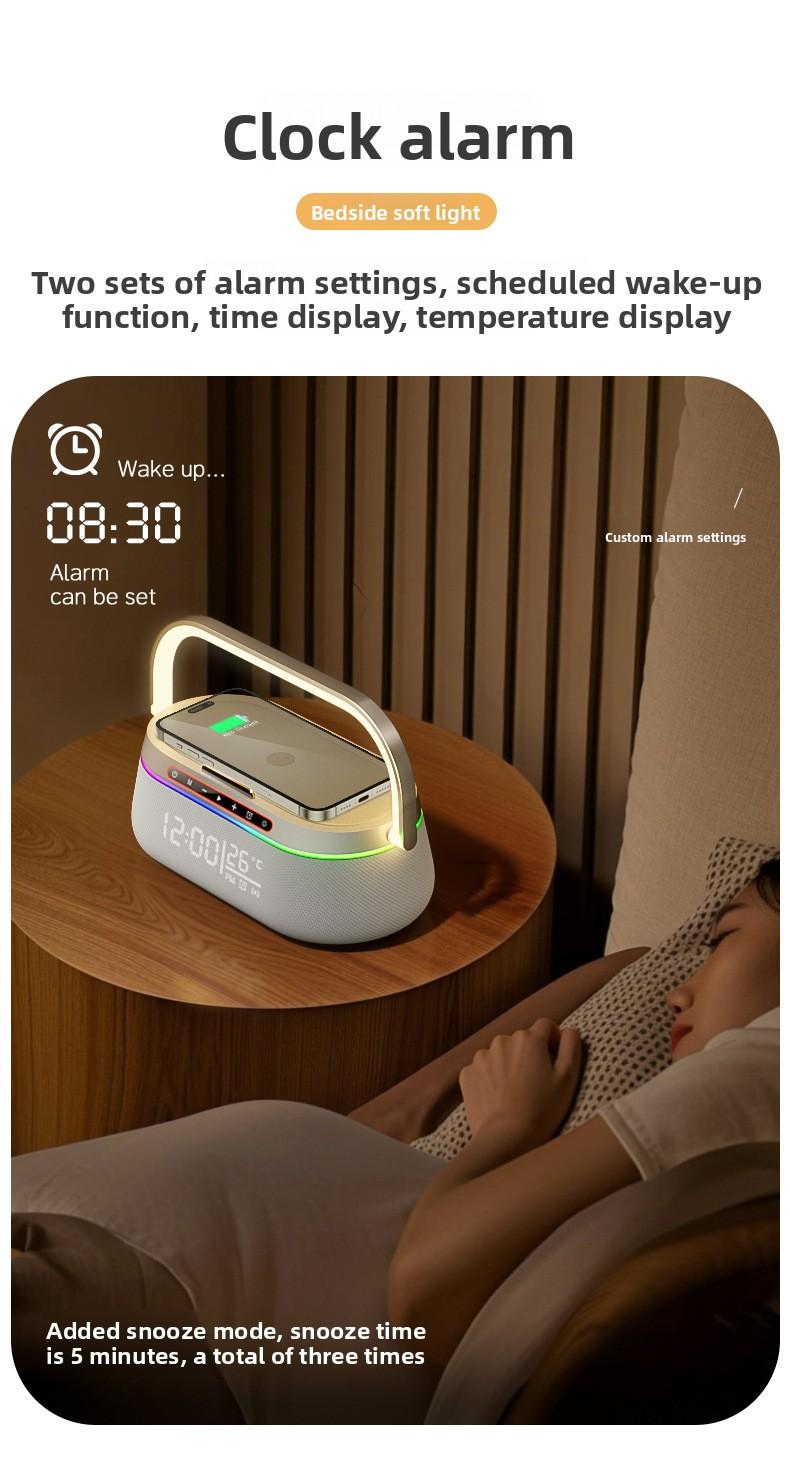 Best-selling all-in-one wireless charger, colorful LED smart desktop clock, alarm clock, portable Bluetooth speaker