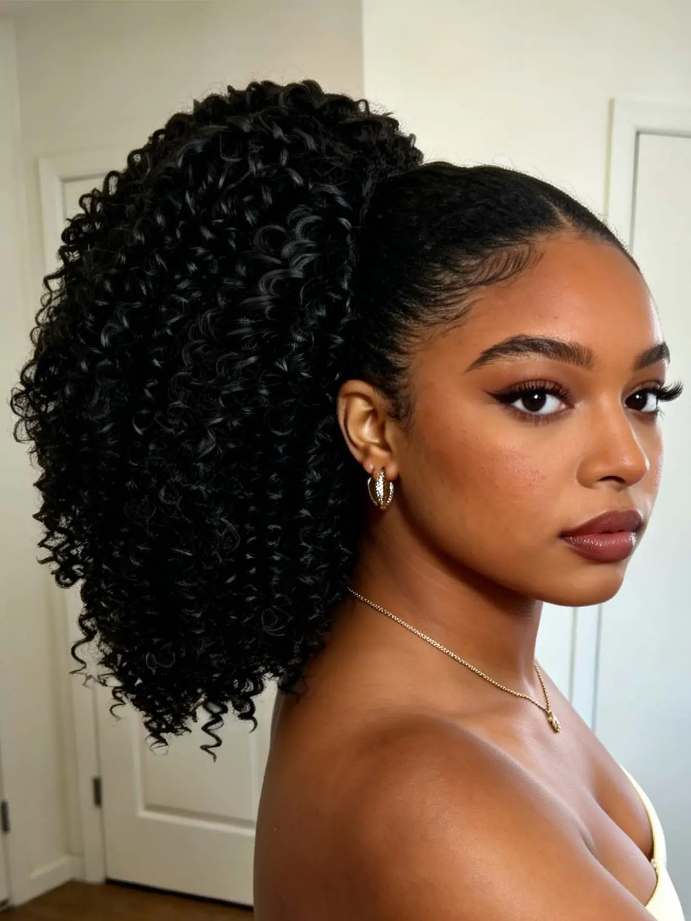 14 Inch Fluffy Afro Kinky Curly Drawstring Ponytail, Lightweight Synthetic Hair Ponytail Extension, Drawstring Synthetic Fiber Wig, Synthetic Hairpiece Easy Wear for Black Women Daily Summer Hairstyle