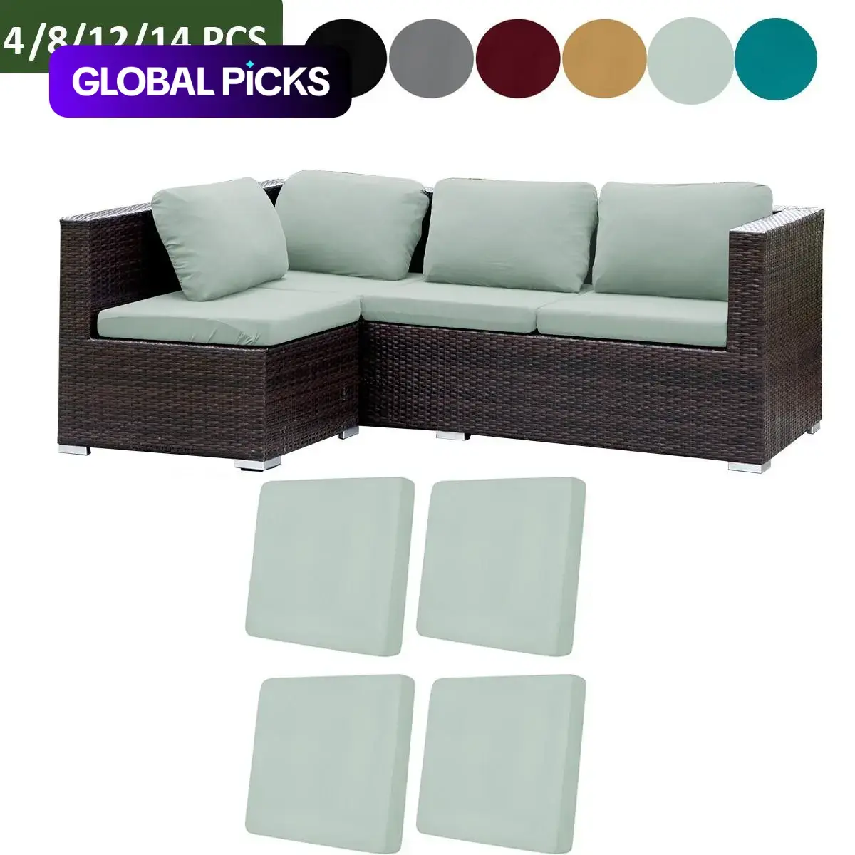 4/8/12/14 Piece Set High Elasticity Outdoor Sofa Cushion Covers, Comfy Soft Washable Touch, All-Seasons, Fashionable and Durable #GLOBAL PICKS