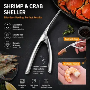 Stainless Steel Herringbone Shrimp and Crustacean Shell Remover (Set of 1 or 2) – Ergonomically designed for effortless shelling; a durable kitchen tool suitable for prawns, crabs and lobsters – A must-have for professional and home chefs alike; ideal for